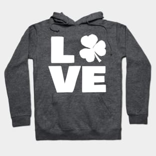 Love Shamrock Typography White for St Patricks Day Hoodie